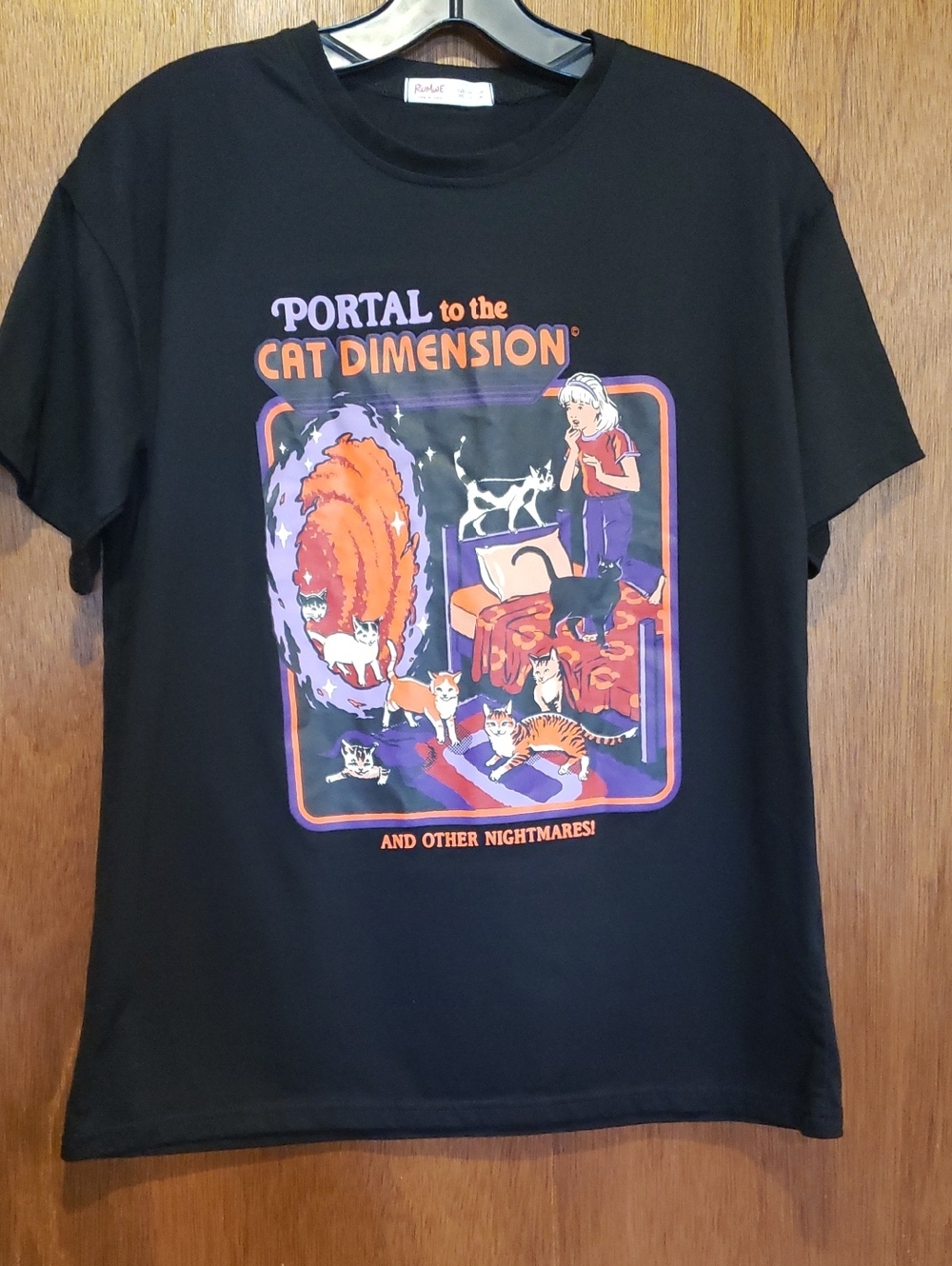 Steven Rhodes Black Crewneck Short Sleeve Cat Potal Tee